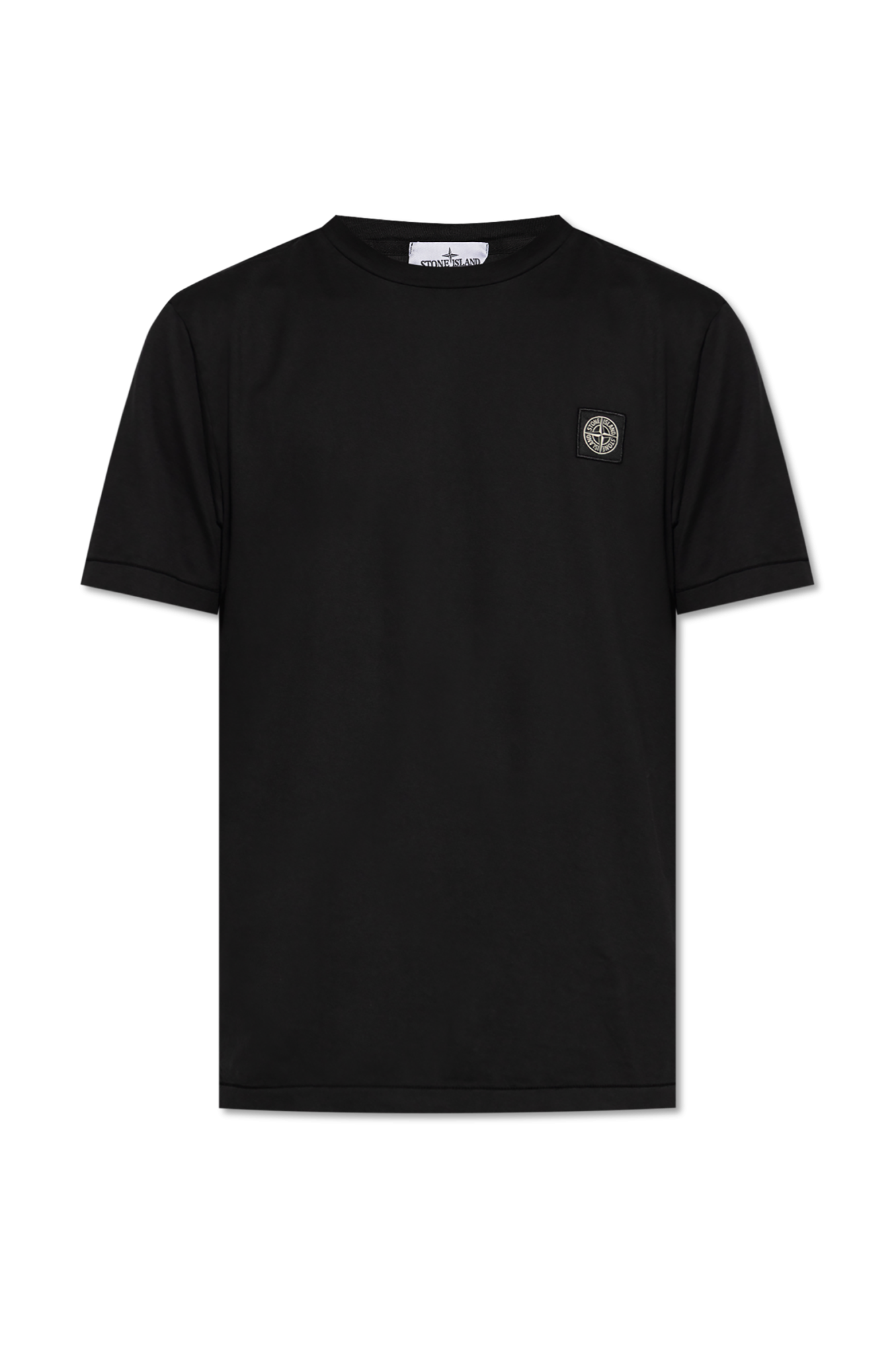 Tシャツ・カットソー STONE  Logo Patch Slim Fit Short Sleeve T-Shirt Milita Black T-shirt with logo Stone Island - Vitkac AS